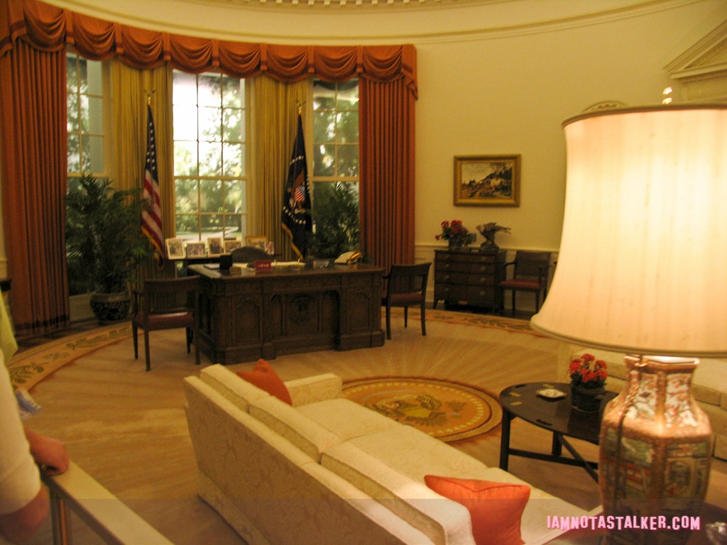 One the carpet is the Great Seal of the United States. The eagle faces the oak leaf cluster. I'